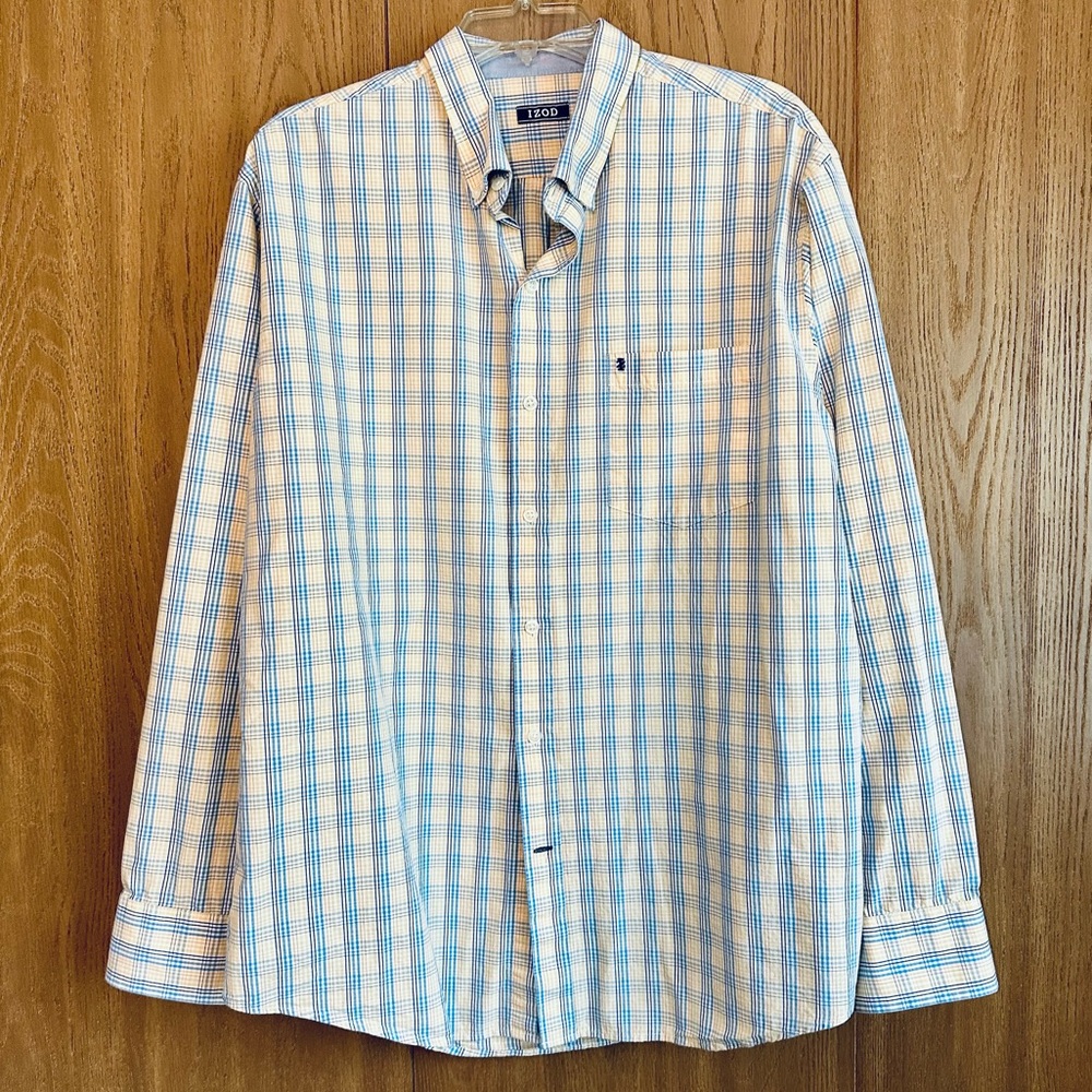 Men’s Izod Premium Essentials Checkered Button-Down Shirt, EUC, XL